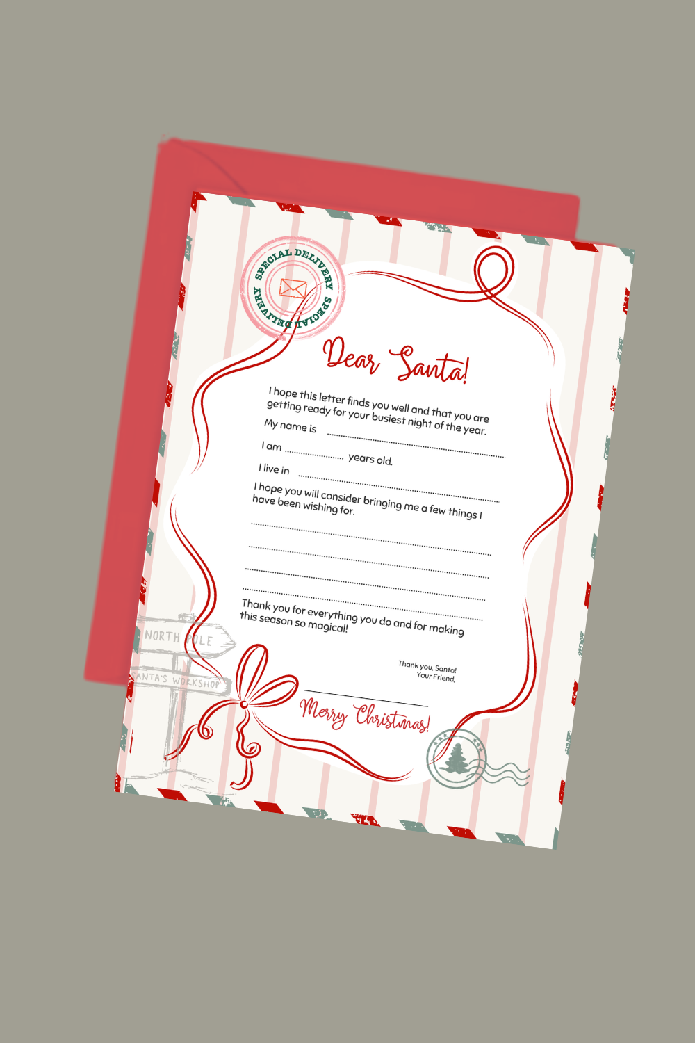 Free Santa Letter Printable for Kids!