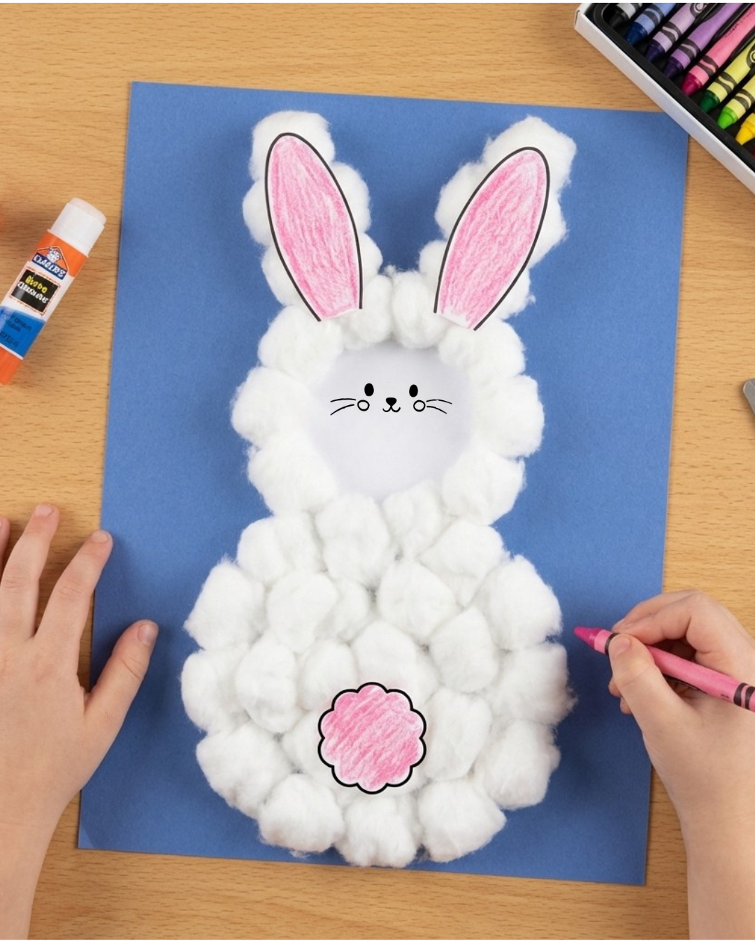🐣 Easy Cotton Ball Bunny Craft for Kids