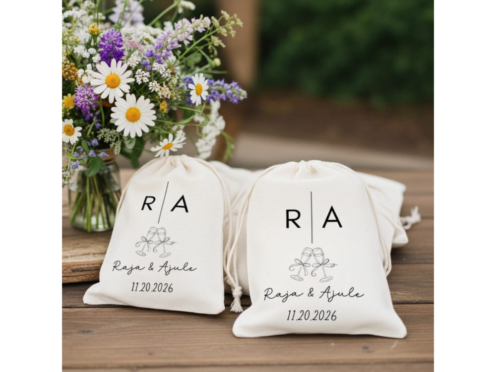 Custom Wedding Favor Kit Bag Drawstring