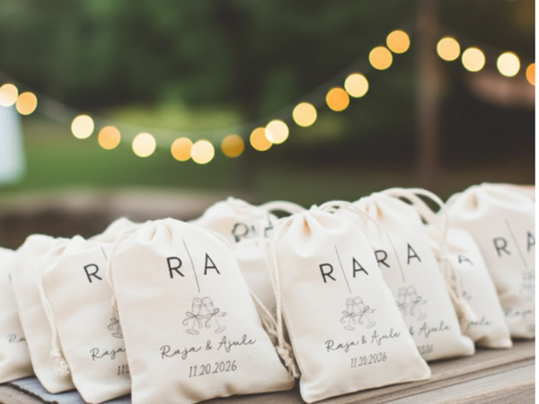 Custom Wedding Favor Kit Bag Drawstring