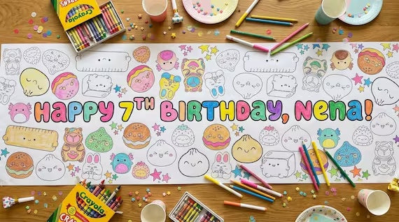 Personalized Cute Food Birthday Coloring Banner