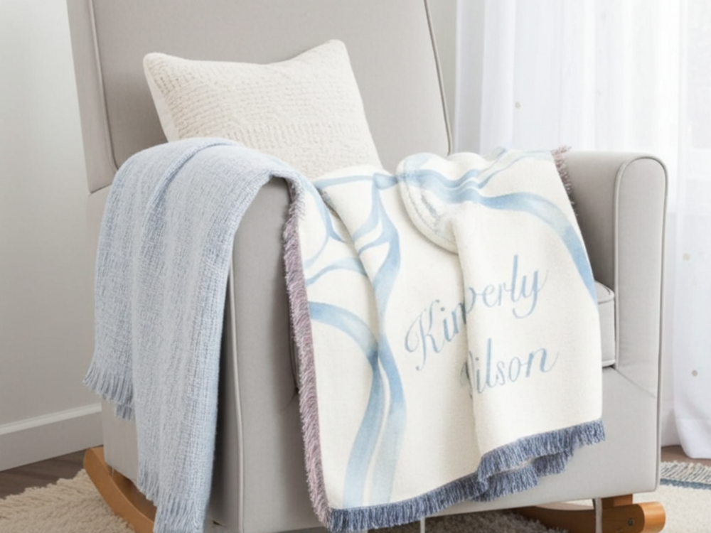 Blue Ribbon Woven Blanket