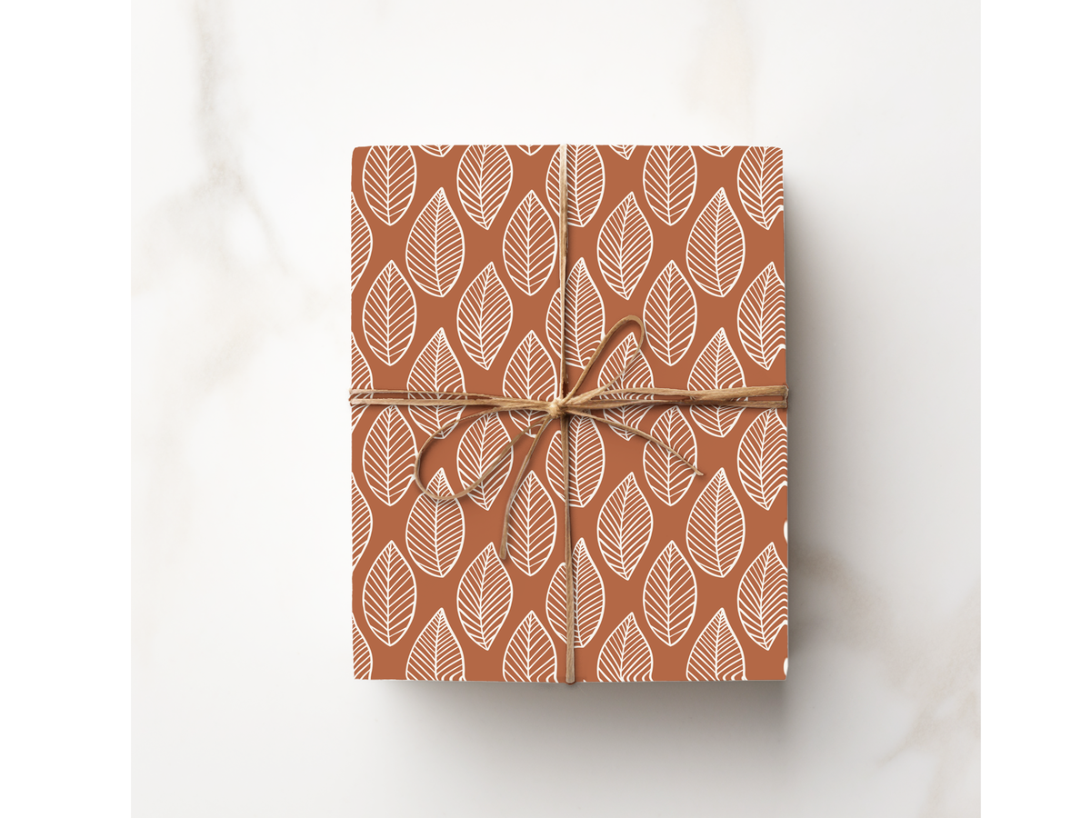 Brown Abstract Leaf Gift Wrap