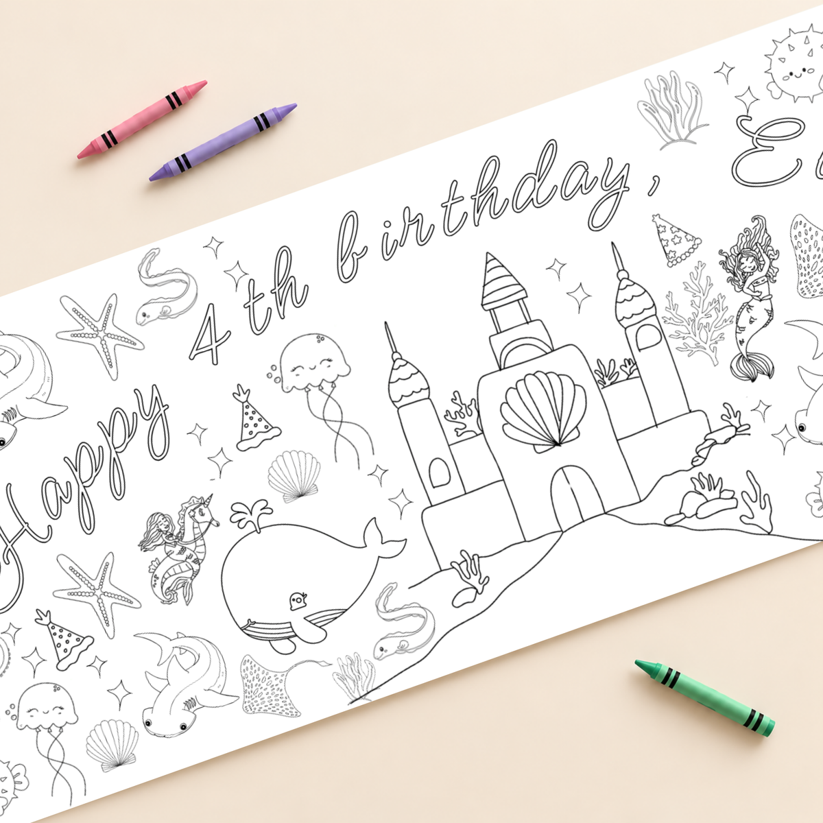 Mermaid Castle Coloring Banner