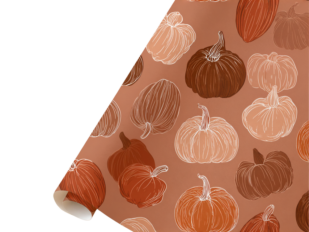 Brown Pumpkin Gift Wrap Line Art