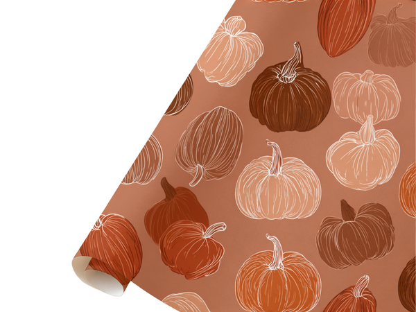 Brown Pumpkin Gift Wrap Line Art