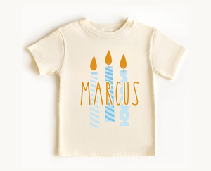 Custom Name Candle Boy Birthday Tee 3 Year Old