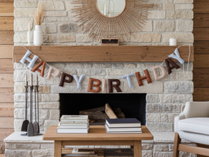 Boho Felt Happy Birthday Garland – 100% Wool, Neutral Pre-Strung Party Banner