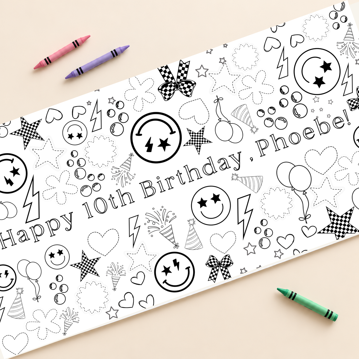Smiley Face Party Coloring Banner