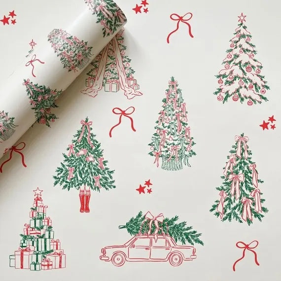 Christmas Trees and Bows Gift Wrap