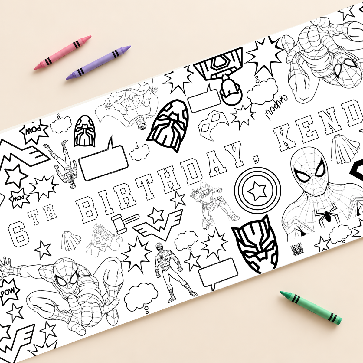 Superhero Birthday Coloring Banner