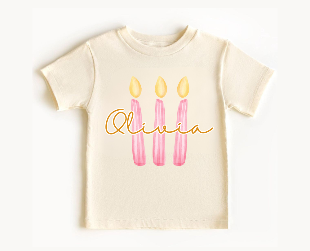 Custom Name Candle Girl Birthday Tee