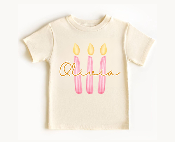 Custom Name Candle Girl Birthday Tee