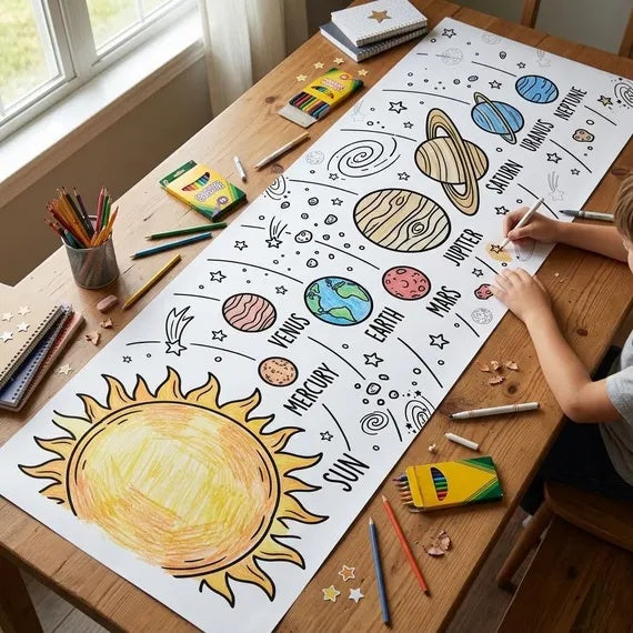 Solar System Coloring Banner