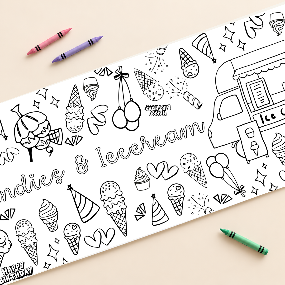 Ice Cream Coloring Banner
