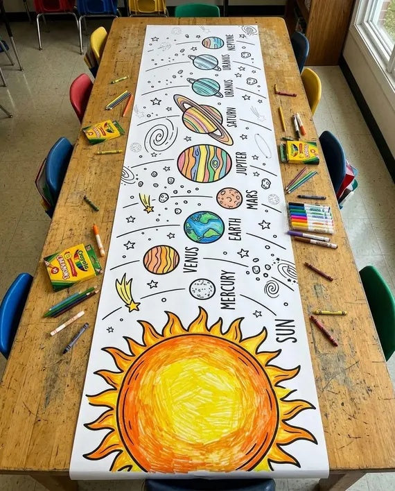 Solar System Coloring Banner