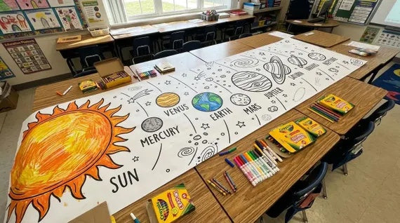 Solar System Coloring Banner