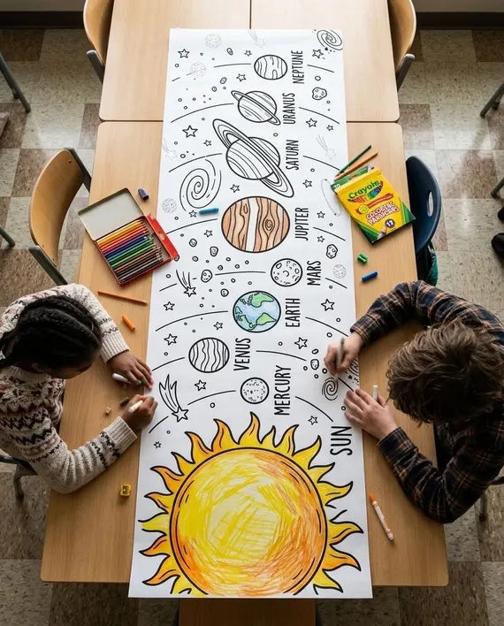 Solar System Coloring Banner
