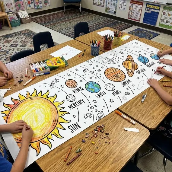 Solar System Coloring Banner