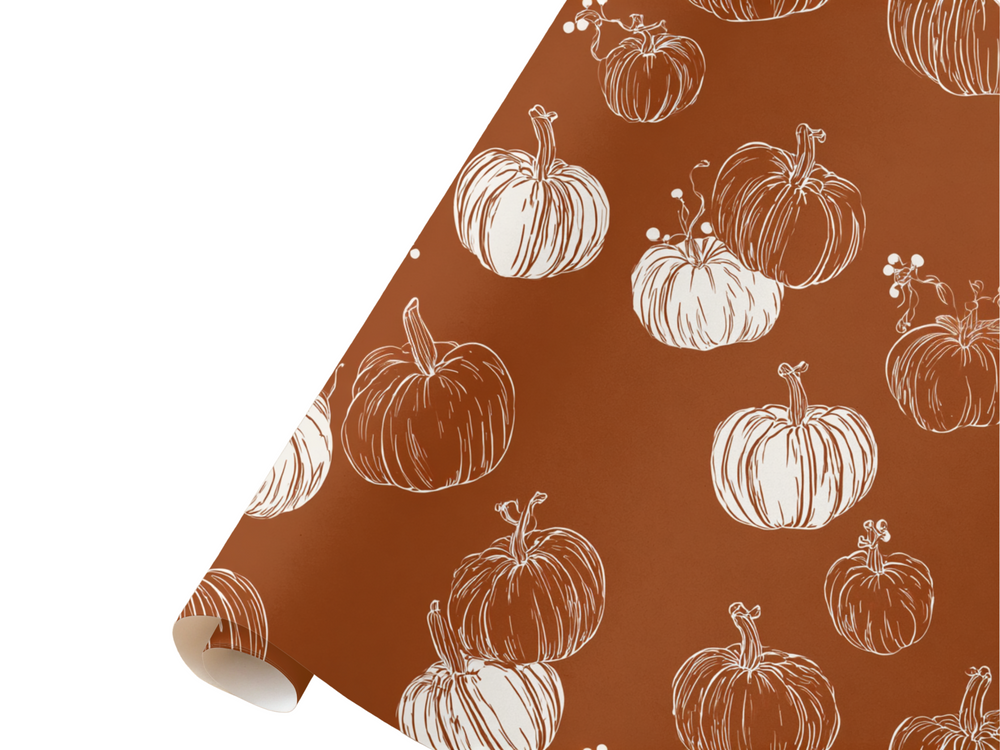 Terracotta Pumpkin Gift Wrap Line Art
