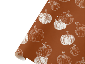 Terracotta Pumpkin Gift Wrap Line Art