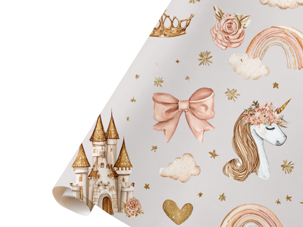 Whimsical Unicorn Castle Bow Gift Wrap