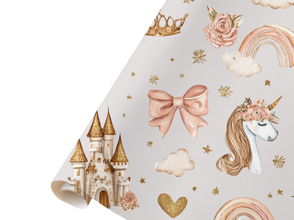 Whimsical Unicorn Castle Bow Gift Wrap