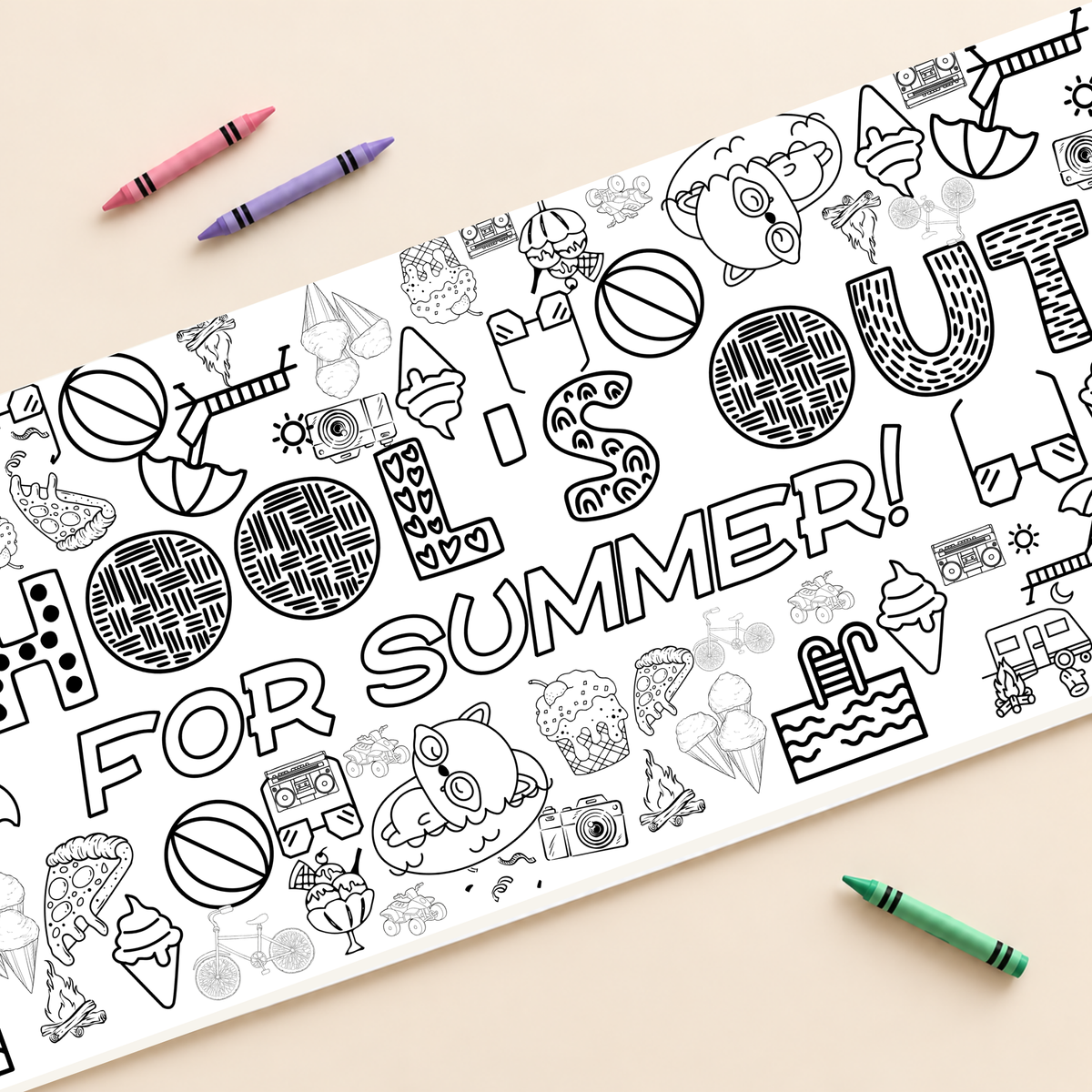 Summer Coloring Banner