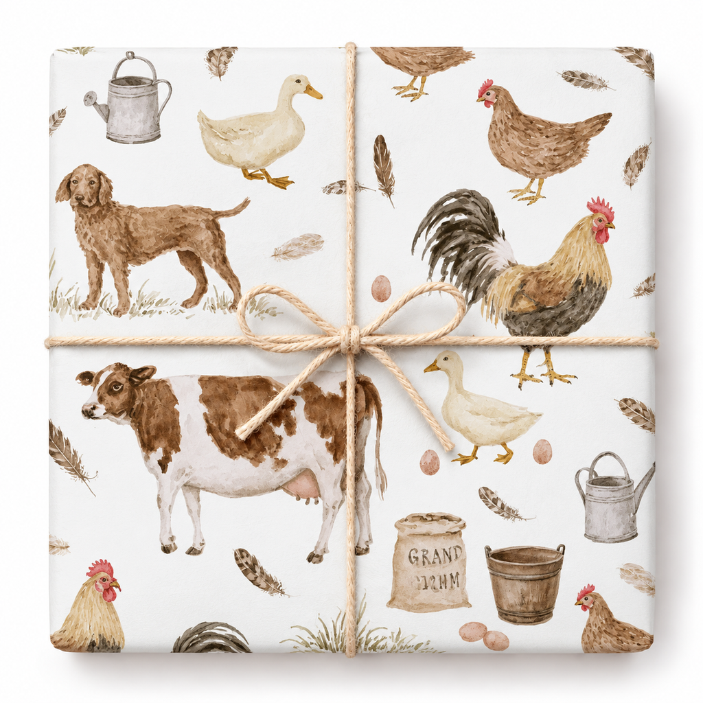 Vintage Farm Animal Gift Wrap