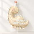Beige Dinosaur Happy Birthday Foil Balloon
