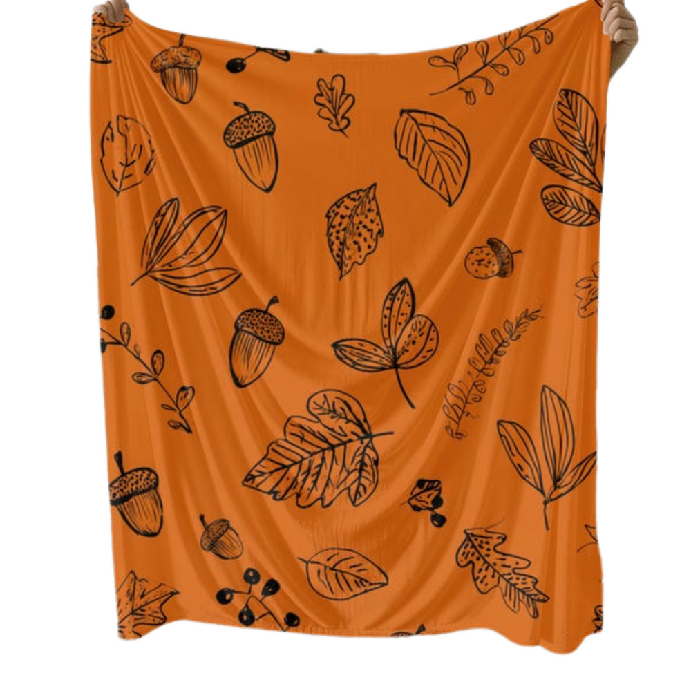 Halloween Burnt Orange Pumpkin Throw Blanket – Cozy Sherpa Plush Blanket