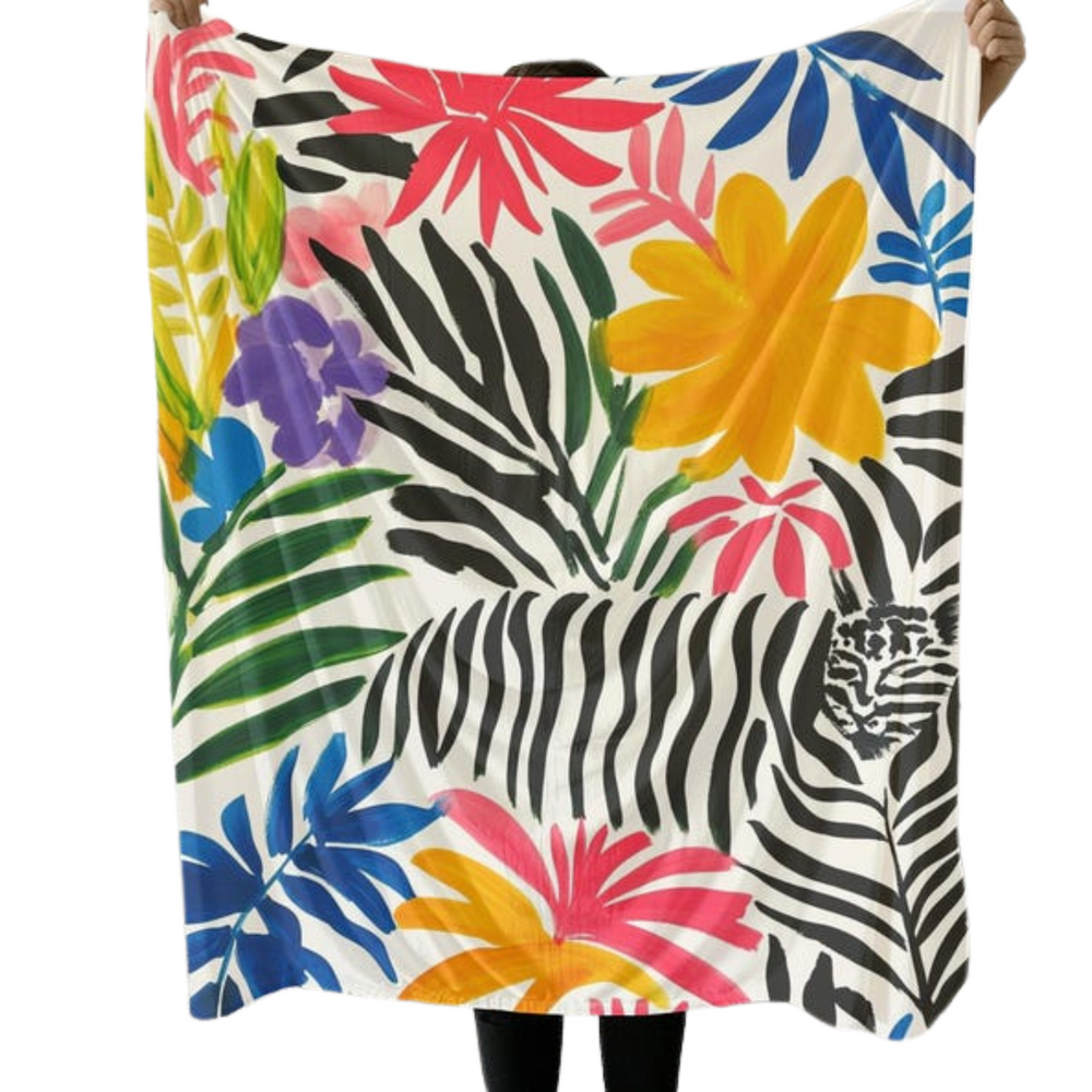Painting Throw Blanket  Matisse Inspired Tiger Throw Blanket, Eclectic Livingroom Decor