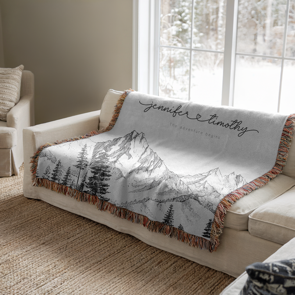 Personalized Blanket Mountain Woven