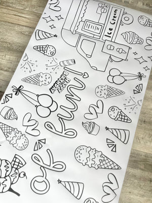 Ice Cream Theme Coloring Banner