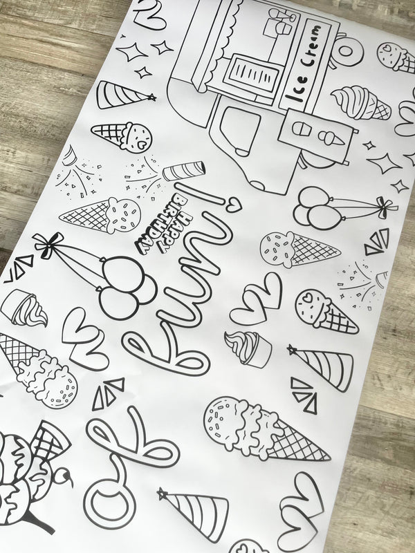 Ice Cream Theme Coloring Banner