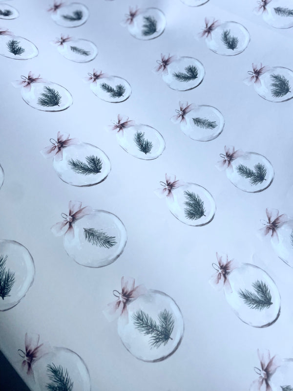 Pink Blush Ornament & Pine Gift Wrap