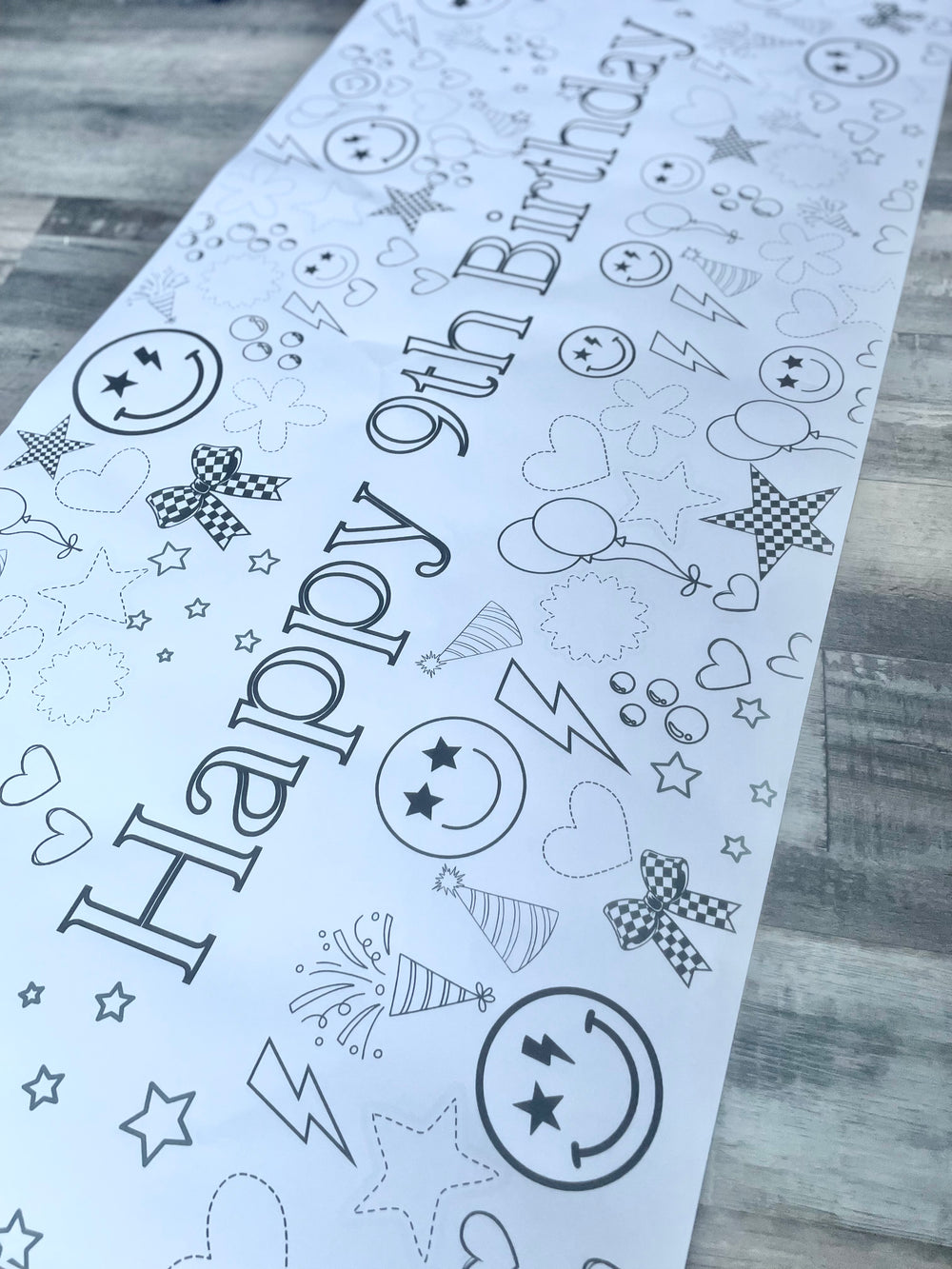 Smiley Face Theme Party Coloring Banner