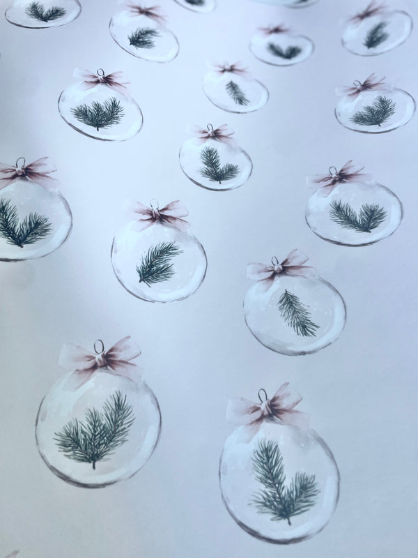 Pink Blush Ornament & Pine Gift Wrap