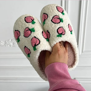Peachy Green and Pink Home Slippers