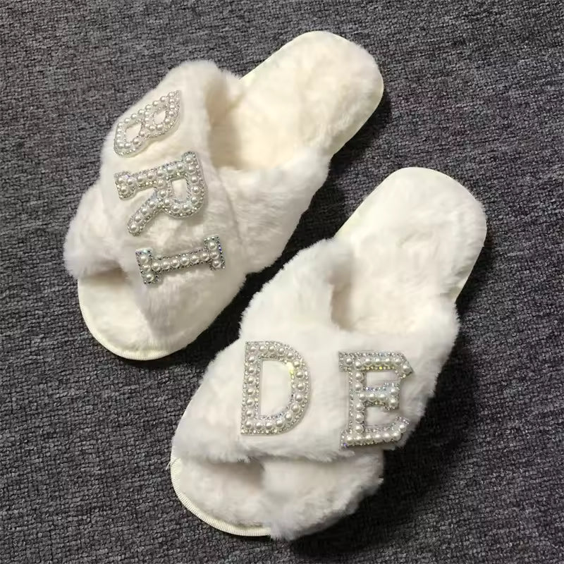 BRIDE/WIFEY Plush Slippers Bride