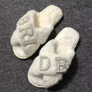 BRIDE/WIFEY Plush Slippers Bride