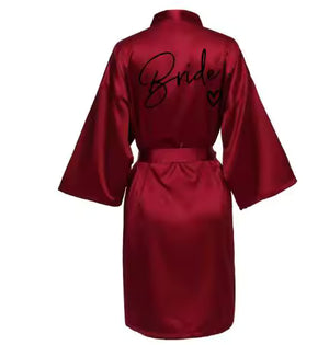 Wedding Party Team Bride Robe Kimono Satin Bridesmaid Bathrobe