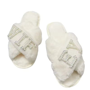 BRIDE/WIFEY Plush Slippers Bride