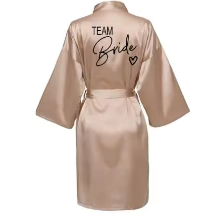 Wedding Party Team Bride Robe Kimono Satin Bridesmaid Bathrobe