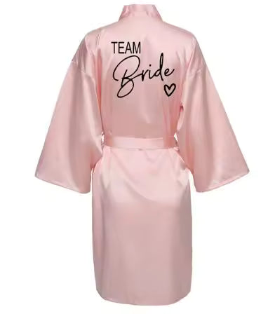 Wedding Party Team Bride Robe Kimono Satin Bridesmaid Bathrobe