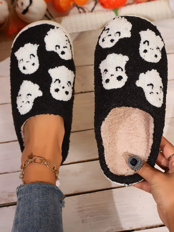 Cute Black Ghost House Slippers