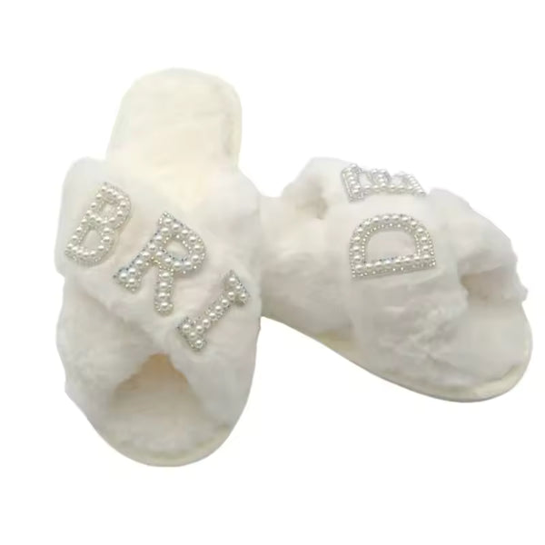 BRIDE/WIFEY Plush Slippers Bride