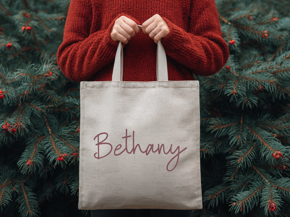 Personalized Cursive Tote Bag