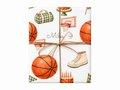 Personalized Basketball birthday wrapping paper on gift with approved natural jute twine
