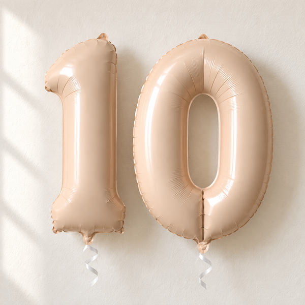 Beige Number 10 Birthday Balloon Set